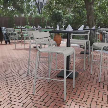 Flash Furniture Silver All-Weather Steel Bar Stool XU-CH-10318-B-SIL-GG